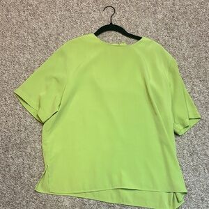 Vintage Erena Lime Green Women's Short Sleeve Draped Top